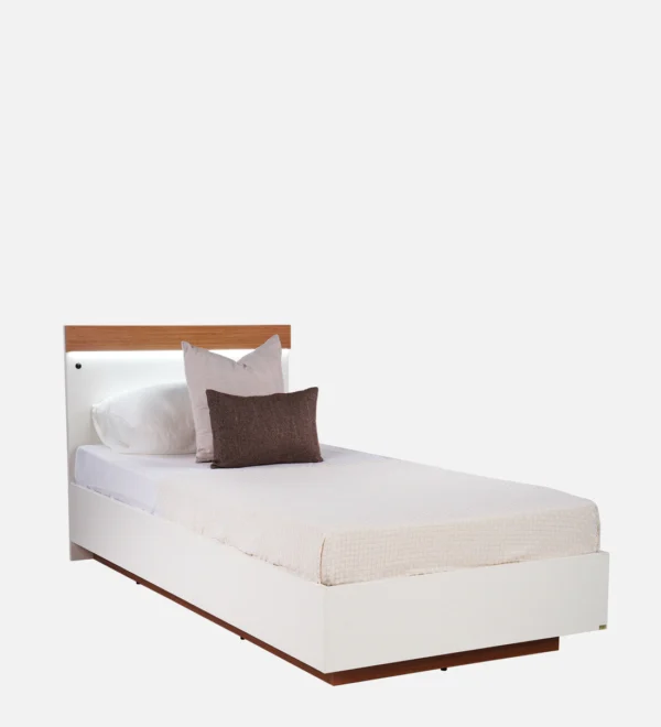 Juda Single Bed with LED Light In White Colour - Image 3