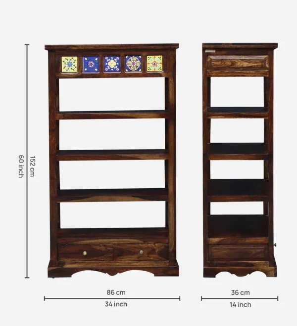 Wood Book Shelf In Provincial Teak Finish - Image 5