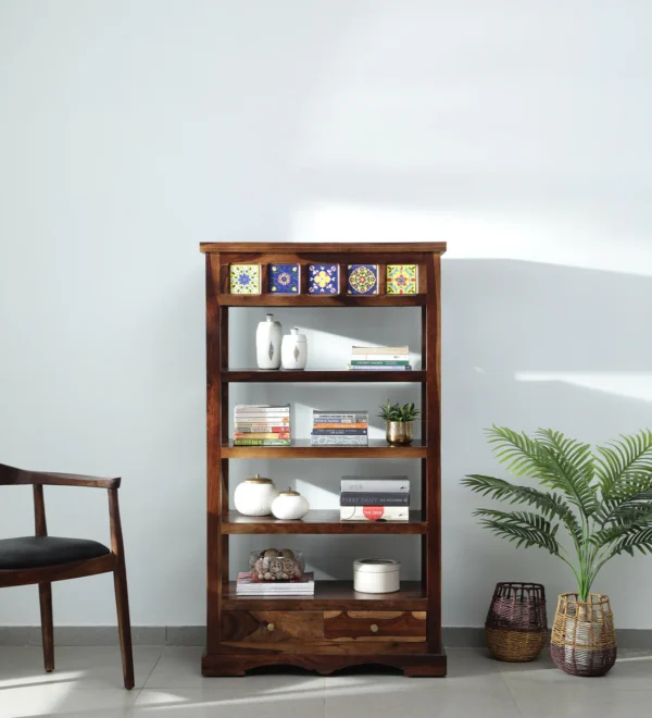 Wood Book Shelf In Provincial Teak Finish