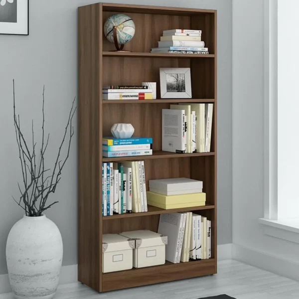 Book Shelf In Walnut Bronze Finish with 5 Tier