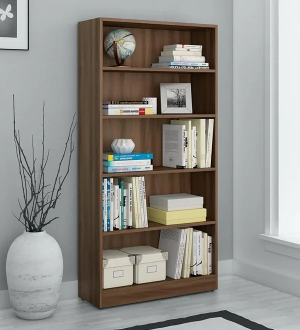 Book Shelf In Walnut Bronze Finish with 5 Tier