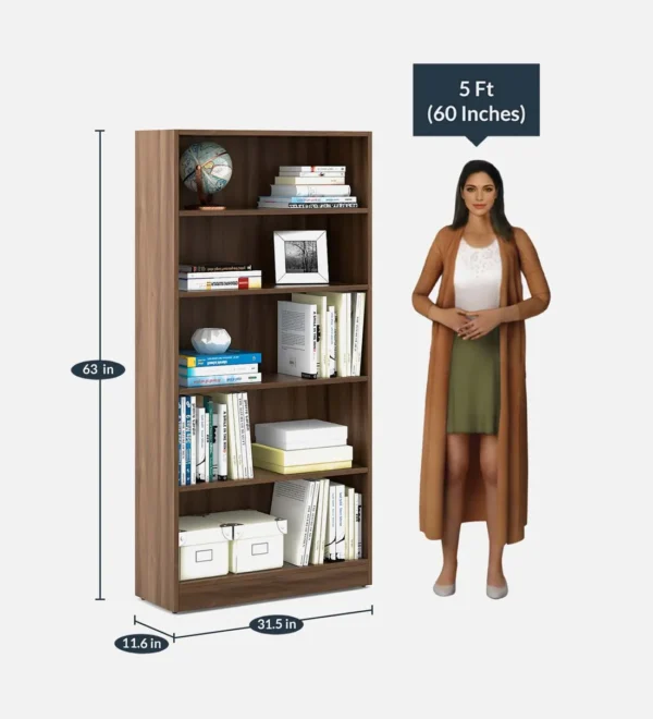 Book Shelf In Walnut Bronze Finish with 5 Tier - Image 2