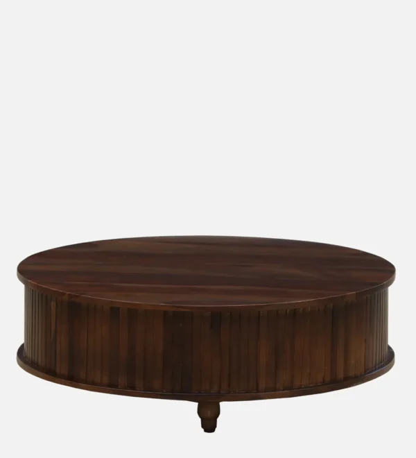 Wood Round Coffee Table In Provincial Teak Finish - Image 4
