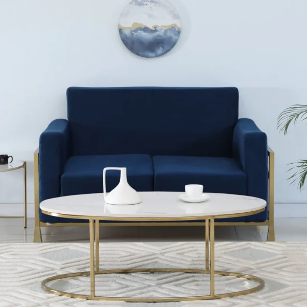 Bonita Metal Coffee Table In White Colour With Porcelain Top
