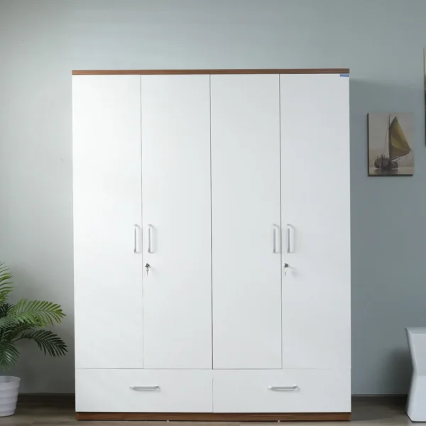 4 Door Wardrobe in Frosty White Finish