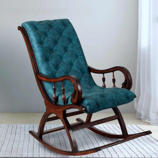 Wood Rocking Chair in Blue Colour