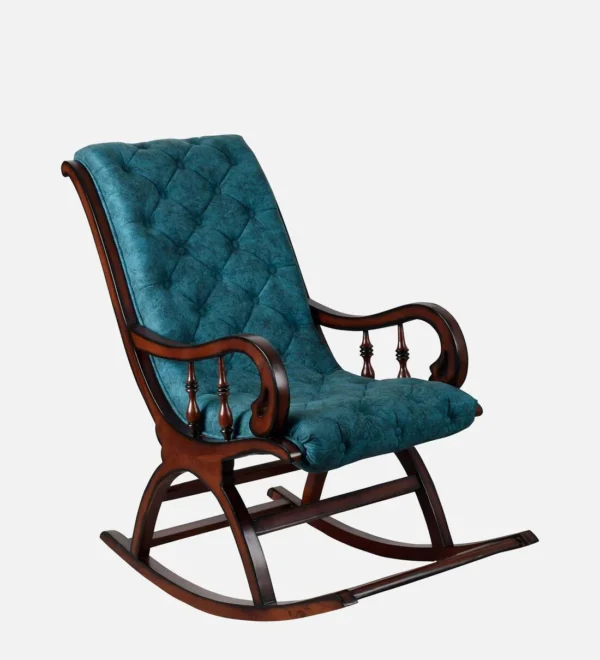 Wood Rocking Chair in Blue Colour - Image 4