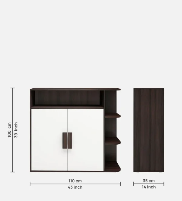 Shoe Cabinet in Dark Walnut & Frosty White Colour - Image 5