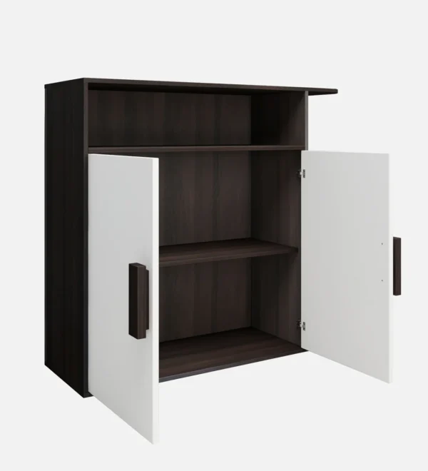 Shoe Cabinet in Dark Walnut & Frosty White Colour - Image 4