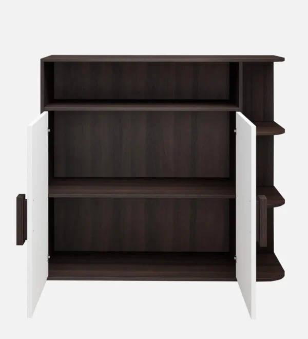 Shoe Cabinet in Dark Walnut & Frosty White Colour - Image 3