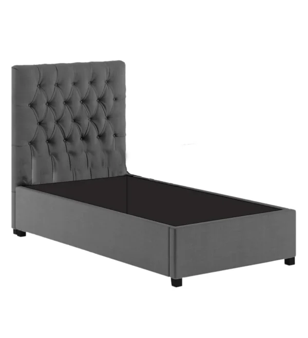 Isko Fabric Upholstered Single Bed in Charcoal Grey Colour with Box Storage - Image 3