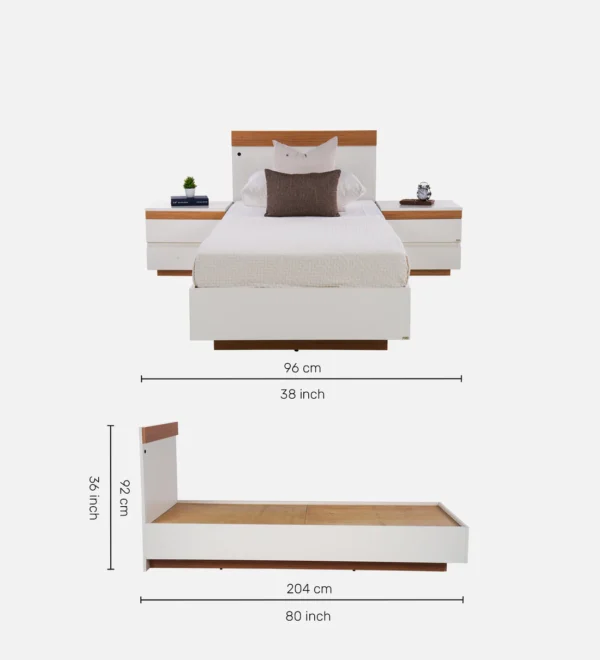 Juda Single Bed with LED Light In White Colour - Image 4