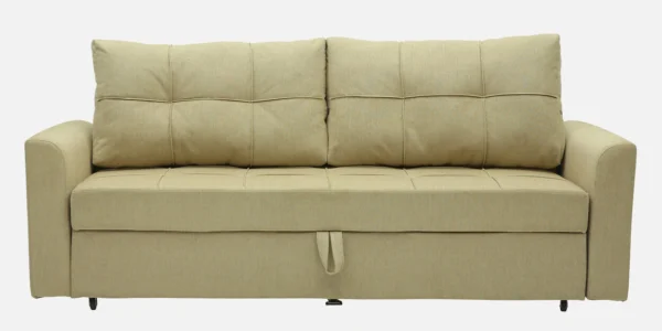 Ines Chenille Fabric Pull Out Sofa Cum Bed In Beige Colour With Storage - Image 5