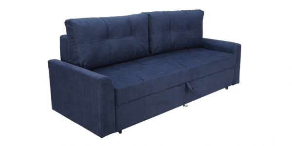 Ines Chenille Fabric Pull Out Sofa Cum Bed In Navy Blue Colour With Storage - Image 2