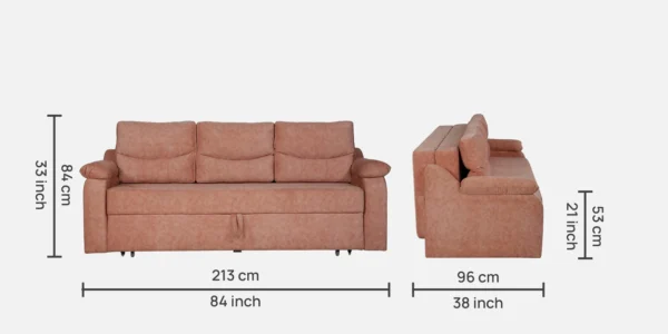 Richmond Sofa Cum Bed With Storage in Light Rust Colour - Image 5