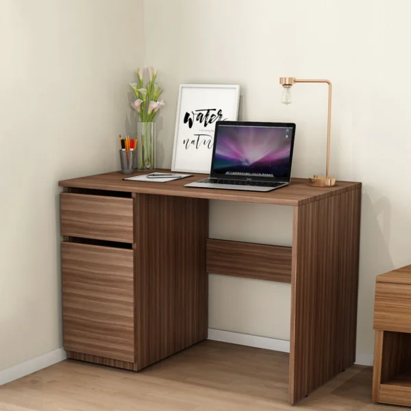 Study Table in Matte Walnut Brown Finish