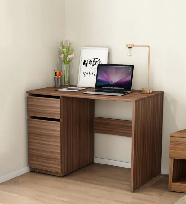 Study Table in Matte Walnut Brown Finish