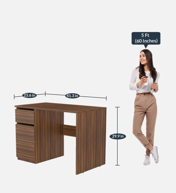 Study Table in Matte Walnut Brown Finish - Image 5