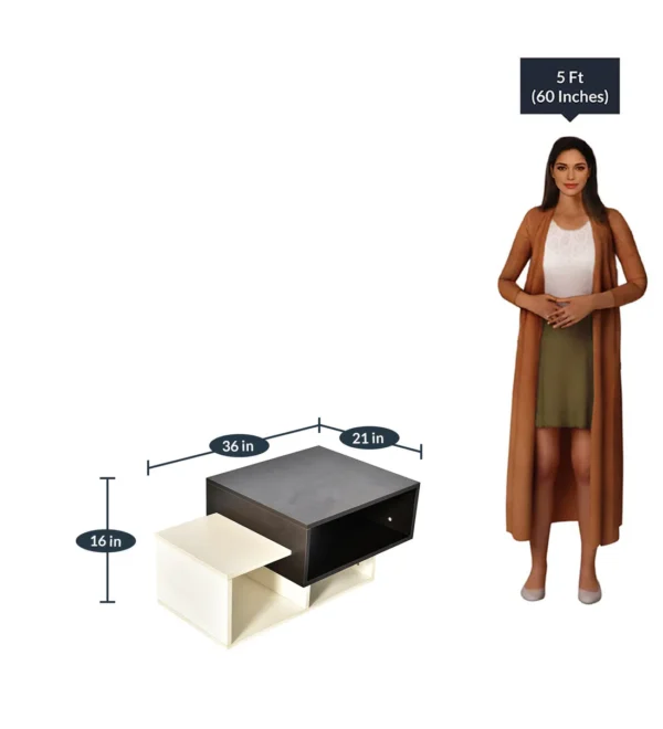 Jersey Coffee Table in White & Brown Colour - Image 2
