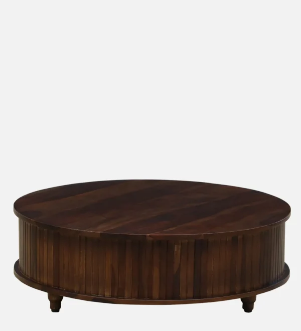 Wood Round Coffee Table In Provincial Teak Finish - Image 3