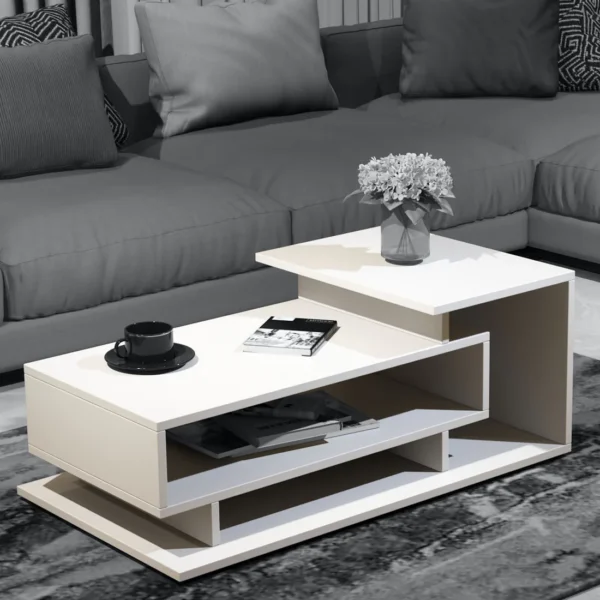 Kiosk Coffee Table In Frosty White Colour