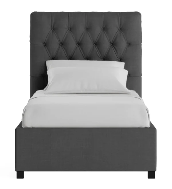Isko Fabric Upholstered Single Bed in Charcoal Grey Colour with Box Storage - Image 4