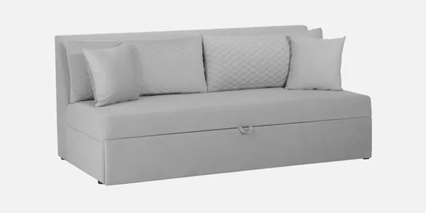 Maya Velvet Fabric Pull Out Sofa Cum Bed In Grey Colour - Image 3