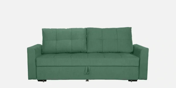 Ines Velvet Pull Out Sofa Cum Bed In Mint Green Colour With Storage - Image 3