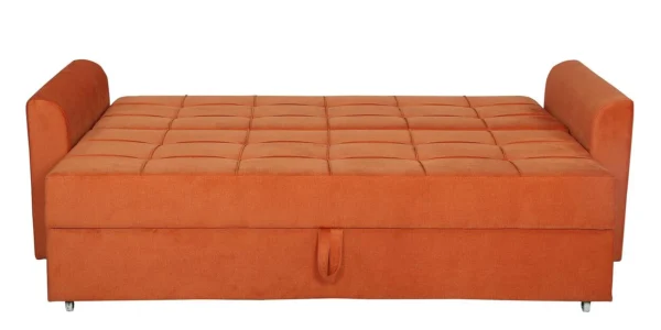 Ines Chenille Fabric Pull Out Sofa Cum Bed In Rust Colour with Storage - Image 3