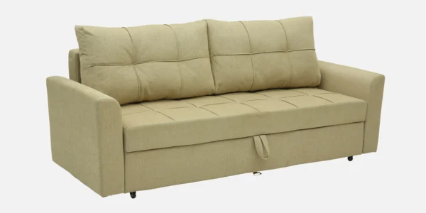 Ines Chenille Fabric Pull Out Sofa Cum Bed In Beige Colour With Storage - Image 2