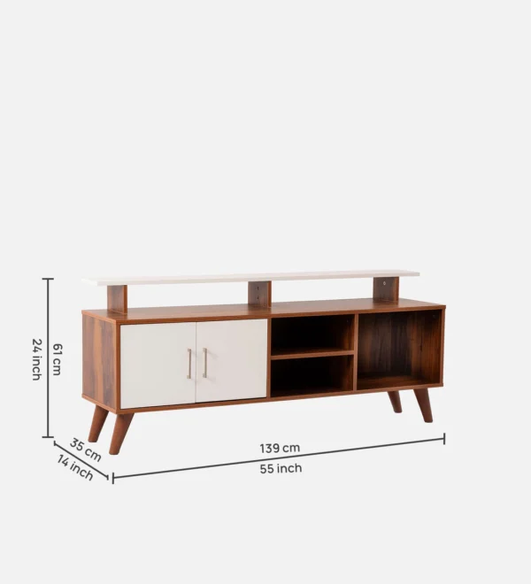 TV Console in Brown and White - Image 5