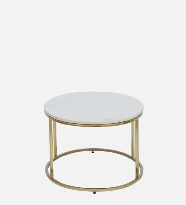 Bonita Metal Coffee Table In White Colour With Porcelain Top - Image 3