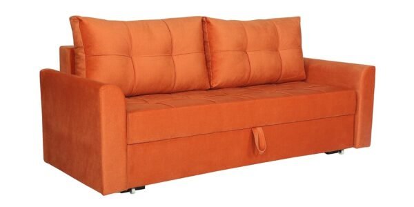 Ines Chenille Fabric Pull Out Sofa Cum Bed In Rust Colour with Storage - Image 2