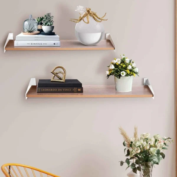 White Wood & Metal Wall Shelf