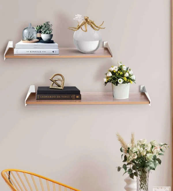 White Wood & Metal Wall Shelf