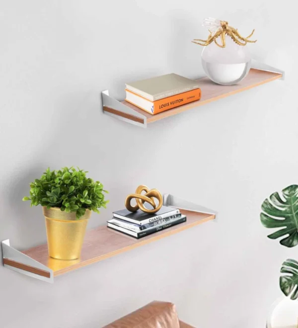 White Wood & Metal Wall Shelf - Image 3
