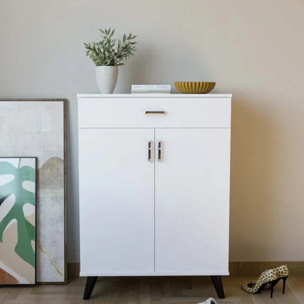 Shoe Cabinet In White Finish