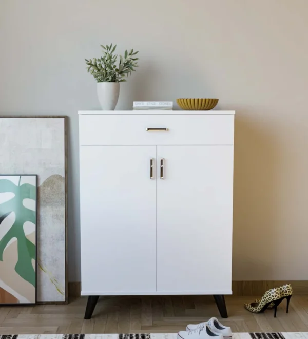 Shoe Cabinet In White Finish