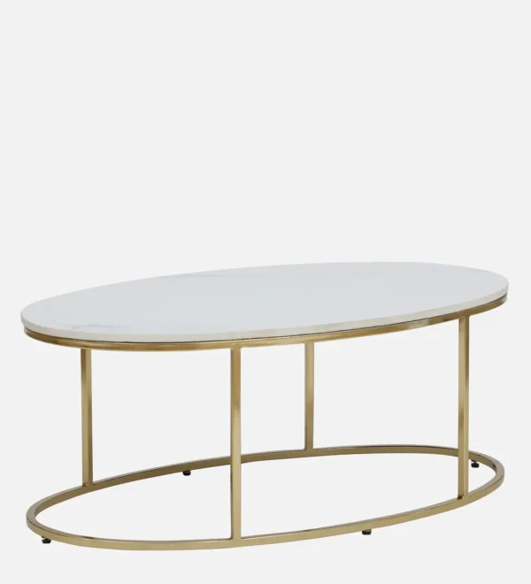 Bonita Metal Coffee Table In White Colour With Porcelain Top - Image 4