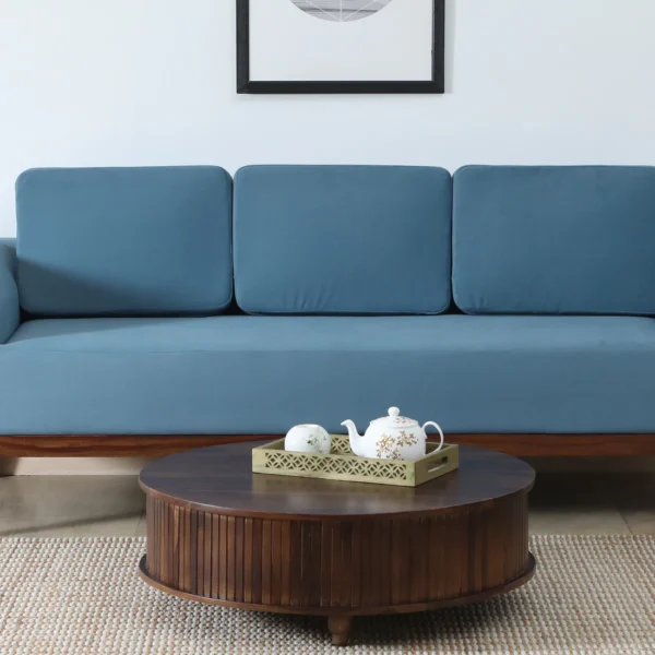 Wood Round Coffee Table In Provincial Teak Finish