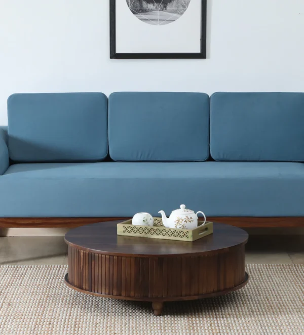 Wood Round Coffee Table In Provincial Teak Finish