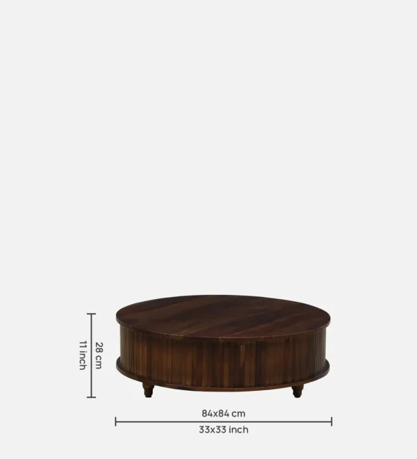 Wood Round Coffee Table In Provincial Teak Finish - Image 2